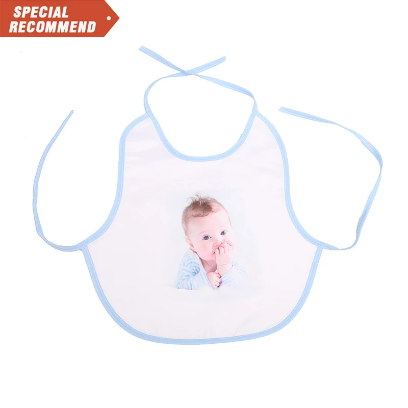 

Hot Sale Waterproof Polyester Plain White Custom Photo Logo Baby Bibs Unisex-Baby Blank Sublimation Baby Bib