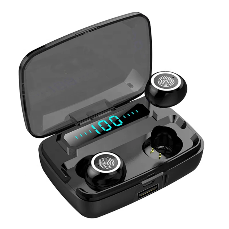 

Hot Sale F9 Ipx7 Anc Noise Canceling Sports Bluetooth 5.1 Wireless Earbuds With Mobile Power Battery Display Bluetooth Earphones, Black