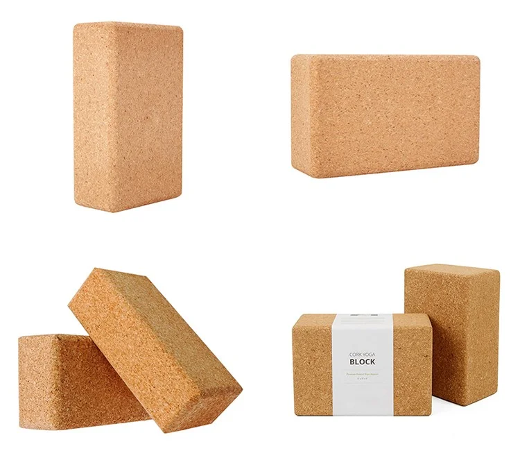 

Natudon Low MOQ Eco-friendly Recycled Organic Cork Yoga Brick Wooden cork wood yoga blocks For Fitness, Brown