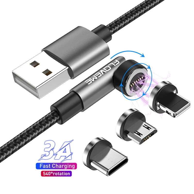 

1 Sample OK FLOVEME CE FCC RoHS 540 Rotation Magnetic Charging Cable 3A Type c Fast Data Cable USB C Kabel Mobile Charger Cable