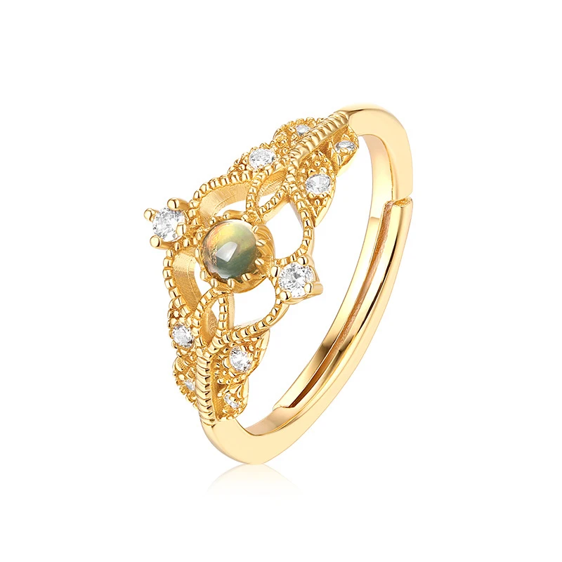 

2020 Hot Sale S925 Sterling Silver Opal Stone Ring for Women, Gold color