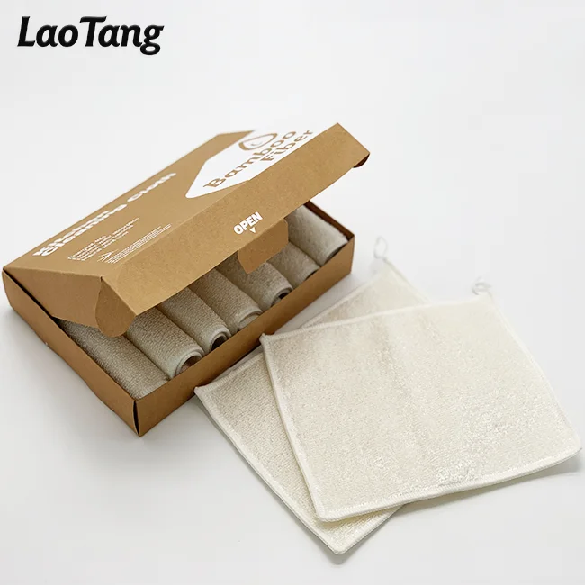 

Hot Sell Kitchen Towels Set Organic Bamboo Kitchen Cloth Dishes And Glass Cleaning Cloth, White with colorful edge
