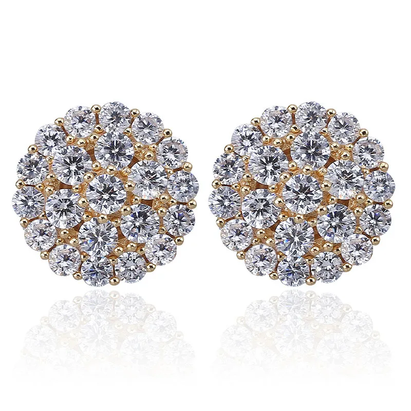 

Wholesale trendy design new arrival 18k gold plated iced out stud earrings jewelry