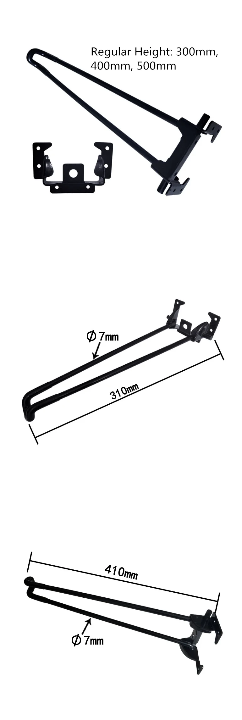 12 Inch Black Carbon Steel Solid Table Legs Folding