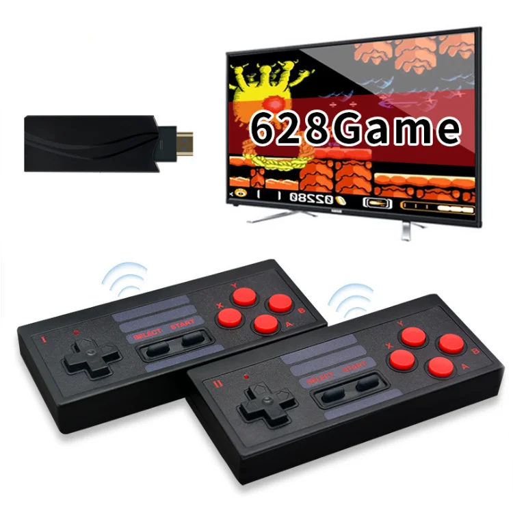 

Hot Sale Game Console System Built-in 628 Games Mini HD MI TV Games Console With 2 Wireless Gamepad Controller, Picture
