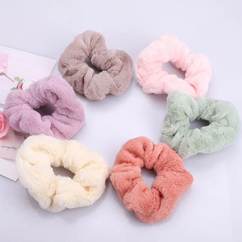 

Candy color plush hair scrunchies hair scrunchies velvet scrunchies elastic hair bands wholesale