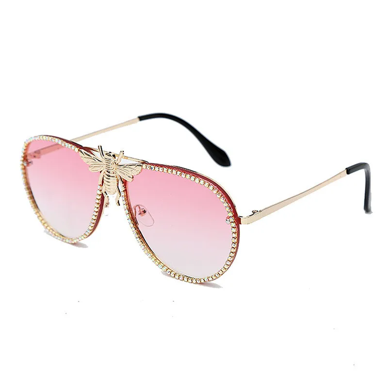 

Classic Luxury Small Rhinestone Bee Sunglasses Fashionable Glasses With Gradient Lenses, Colors