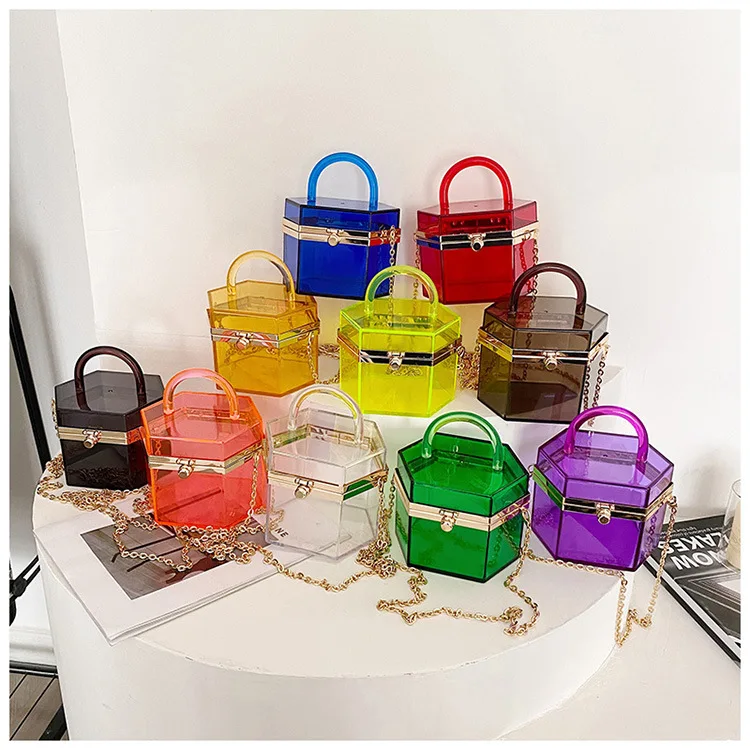 

Clear Tote Bag PVC 2021 Wholesale Ladies Box Bags Transparent Jelly Bags Handbags