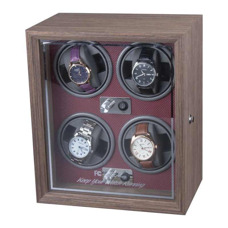 

High End In Stock Wood Rotating Watch Winder 4 Orbit Watch Box Custom, Customized color