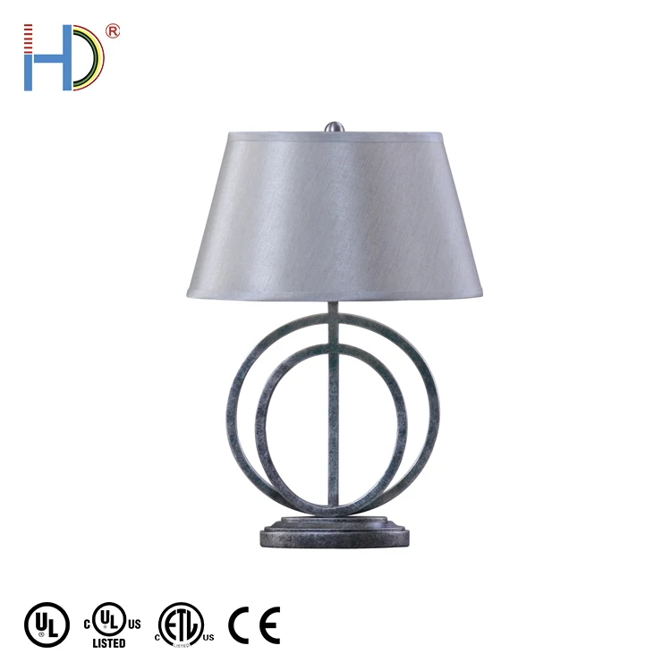 Vintage Metal Gray Polyresin Material Metallic Charcoal Base Table Lamp