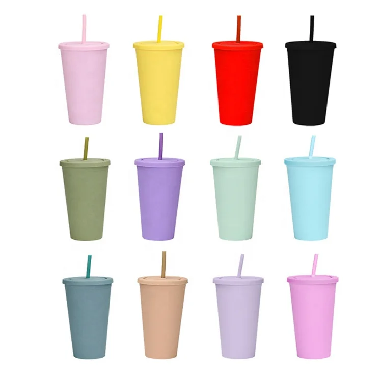

14oz 16 oz 450ml pastel classic acrylic straight plastic tumbler cups with dome lid and straws, Any pantone no.
