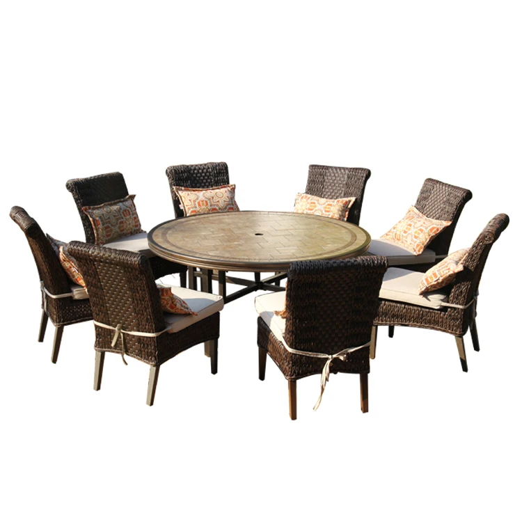
9 Pieces Rattan Outdoor Dining Table Set Patio Rattan Wicker Furniture Sets 