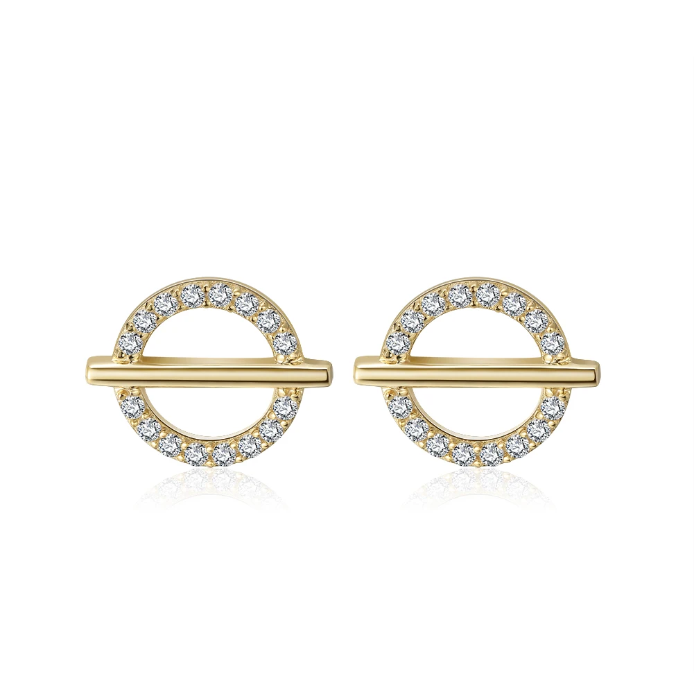 

RINNTIN SE296 wholesale korean jewelry silver micro pave CZ top quality gold plated stud earings, White