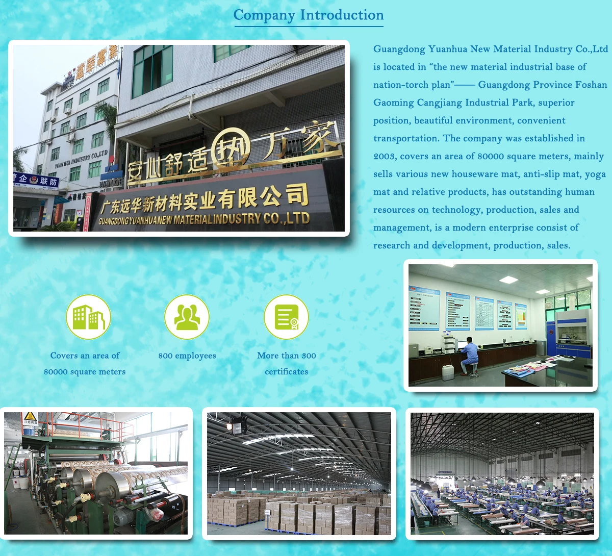 Guangdong Yuanhua New Material Industry Co., Ltd. PVC Flooring, Yoga Mat
