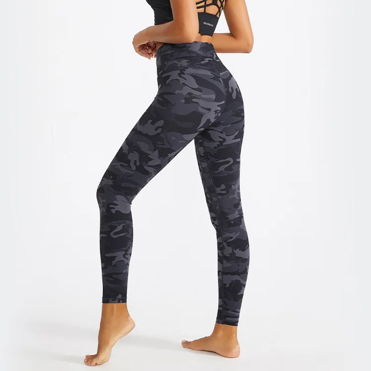 

Lulu gym pants Women's gym pants Large European and American camouflage running pants high waist yoga pants leggings