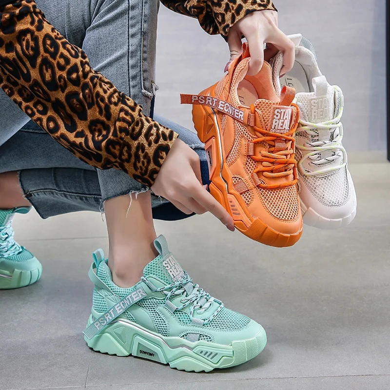 

Running Shoes For Women Breathable Chunky Sneakers Non Slip Damping Jogging Sport Shoes Fashion Platform Vulcanized Shoes