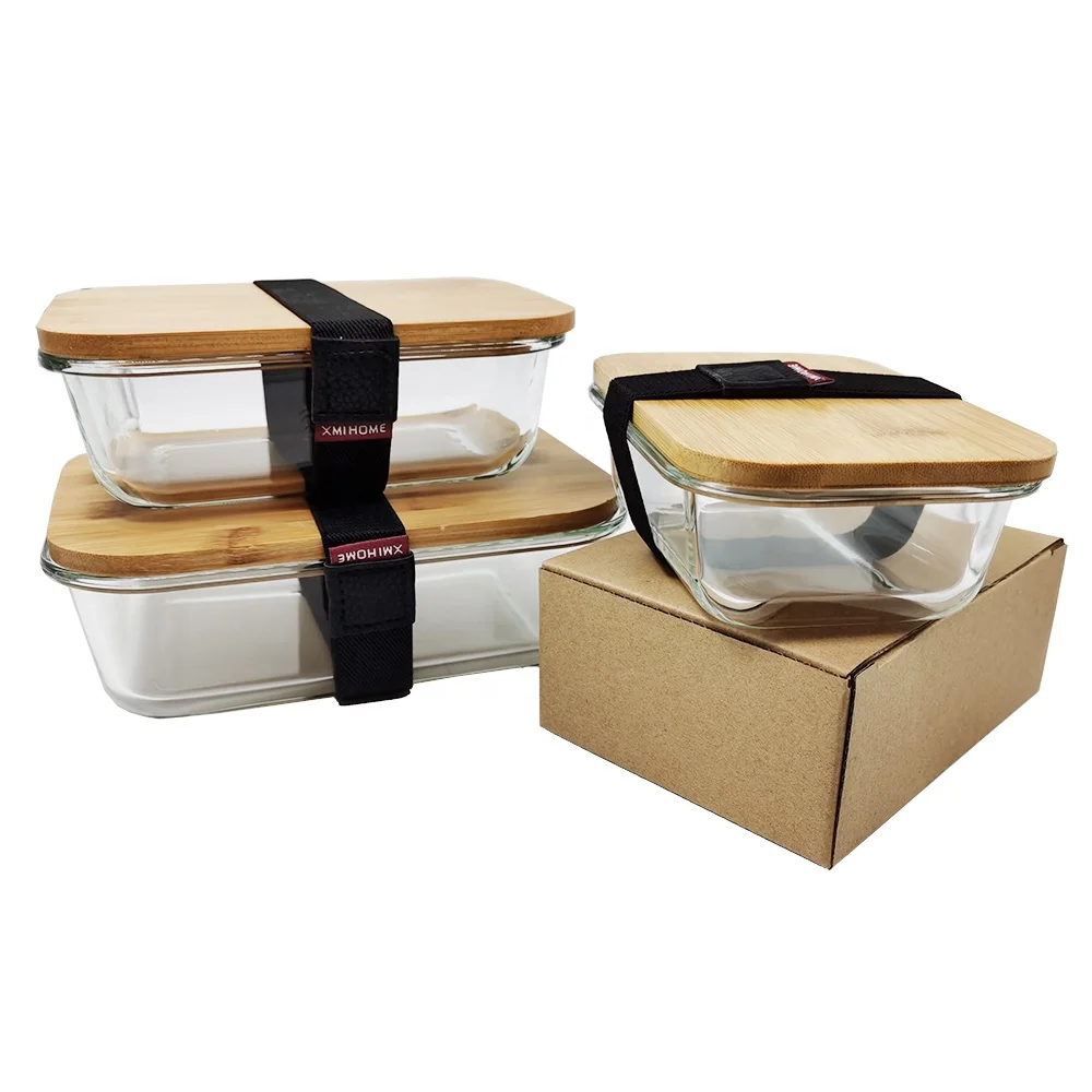 

Baby Glass Food Containers Storage Box With Bamboo Lids Microwave Safe