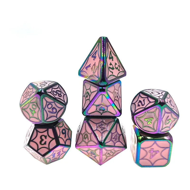 

SHENZHEN Wholesale galaxy starry double-color dice with golden glitter DND polyhedral dice set, Colorful