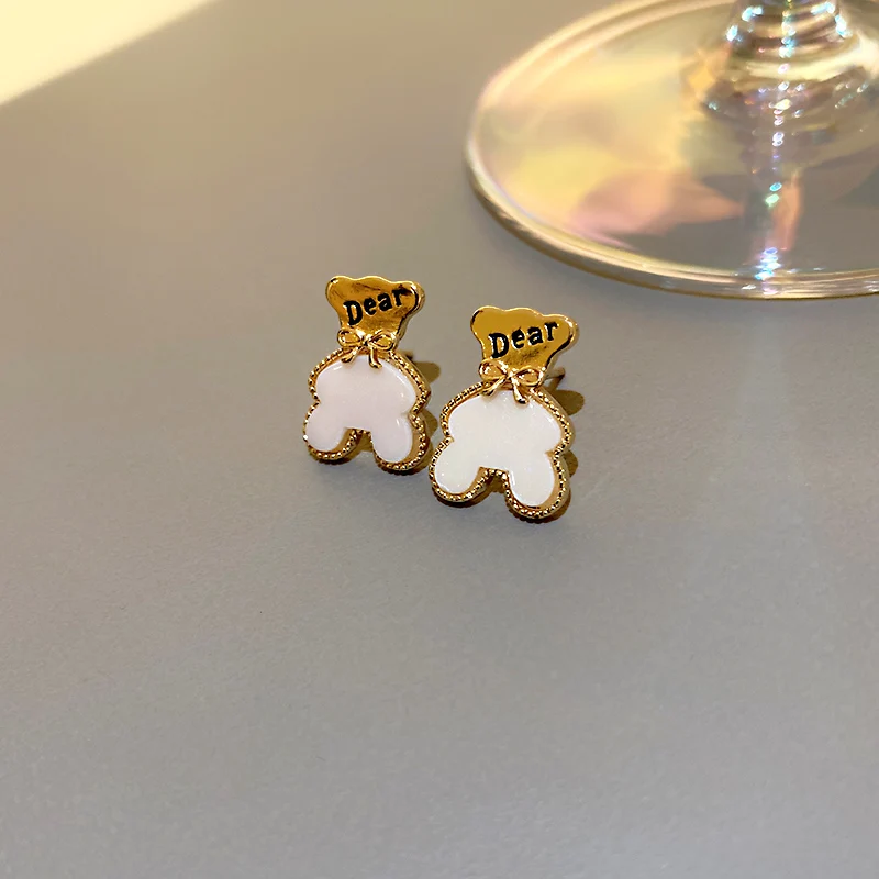 

fashion trendy dear letter honey bear earing stud