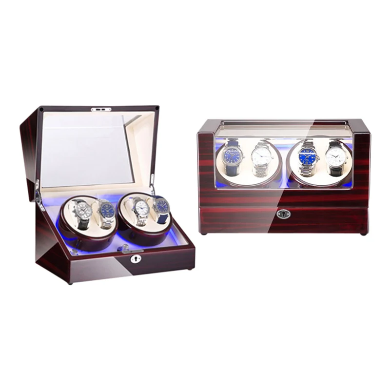 

Spot Supply 4 Luxury Auto Watch Winder For 4+0 Watches With Japanese Mabuchi Motor