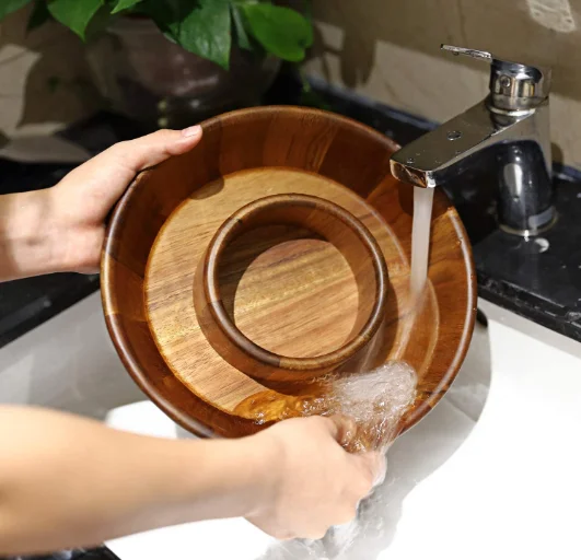 10 Inch Chip And Dip Serving Set,Premium Acacia Wood With Glass Sauce