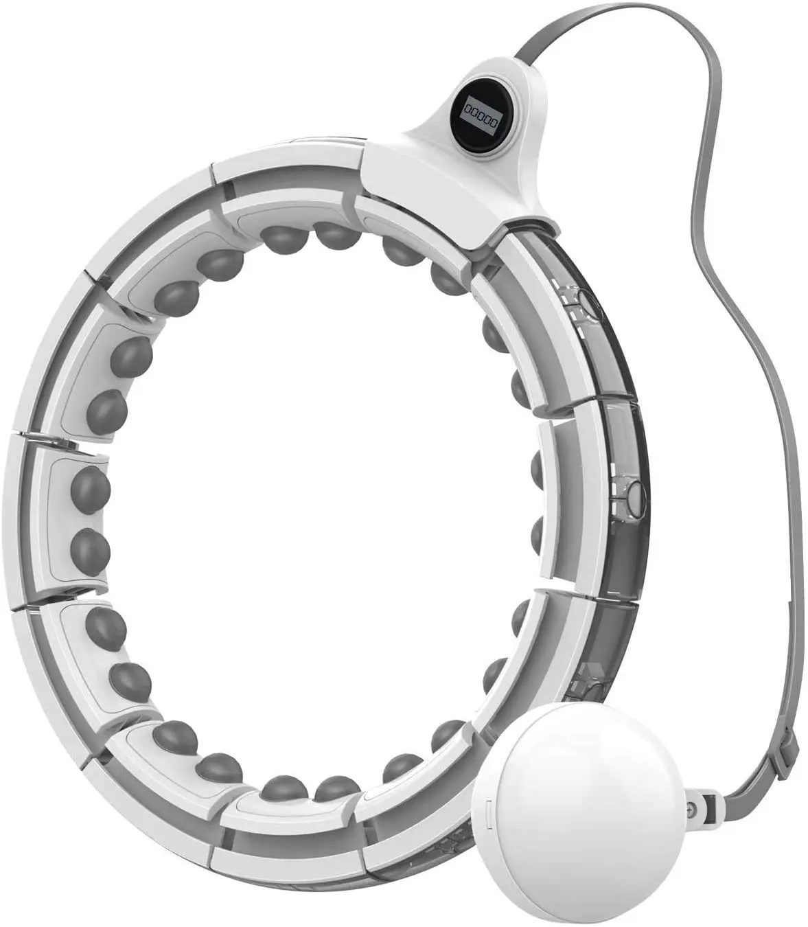 

Hula for Adults Kids Hoops Exercise Calorie Record Loss Weight Adjustable Hula Ring Professional Hoop 360 Massage Non-Fall 16 Kn, Black/grey