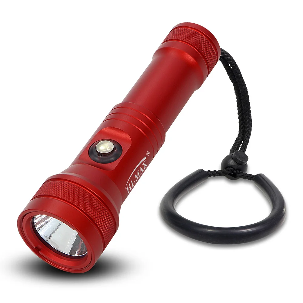 

1300 Lumens 8 Degrees Narrow Beam Angle 4 Lighting Modes with 18650 Battery Underwater 150m Depth Dive Light, Black/red/blue