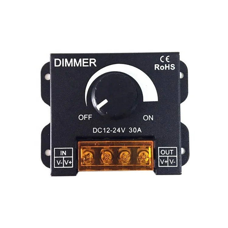 Inline Dimmer Switch LED Lighting Amplifier Dimmer 1CH 12V 24V 30A DC PWM Repeater