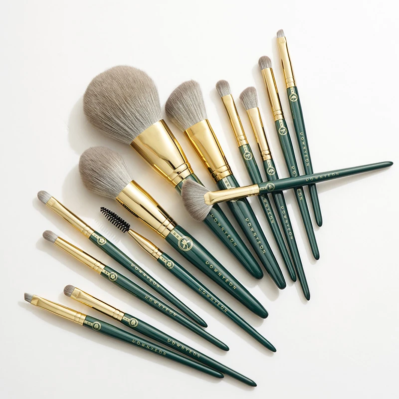 

Rownyeon Luxury Private Label Custom Cosmetic Tools Make Up Kit Makeup Artist Brush Set Vegan, Green,brown,white,custom