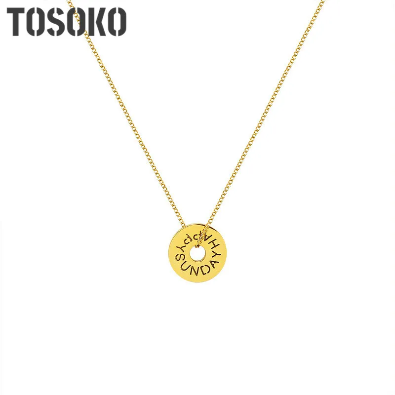 

Stainless Steel Jewelry Ins Geometric Round Brand Pendant Necklace Female Clavicle Chain BSP950