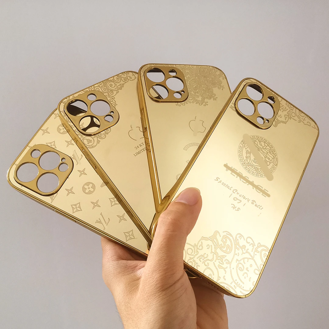 

customized Luxury Golden Laser Engraving+Plating Phone Case For iPhone 13 Pro max 12 11 Mobile Phone Case