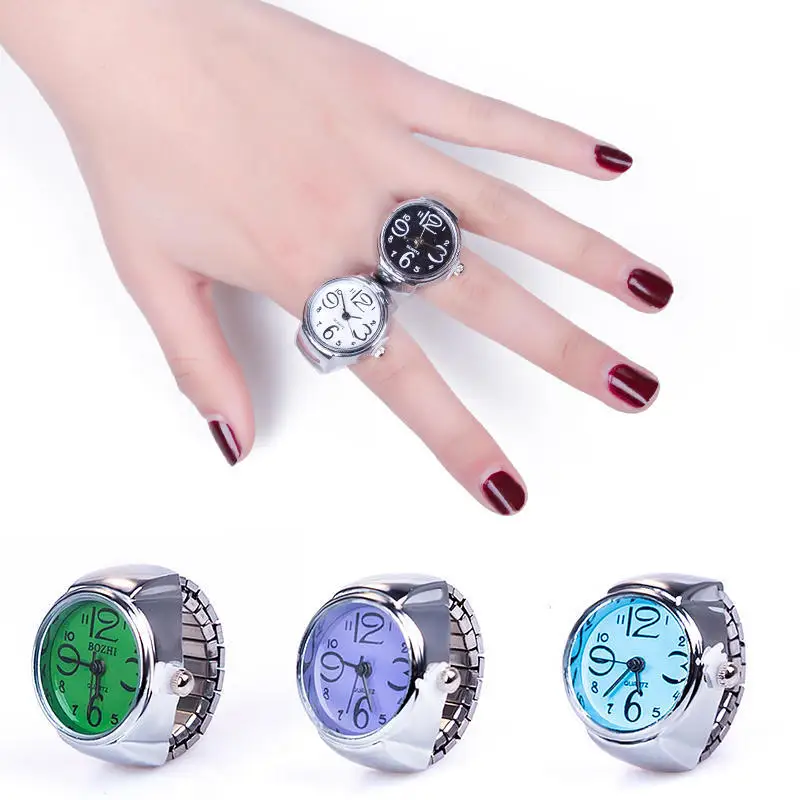 

Ring Watch Unisex Lady Girl Steel Round Elastic Quartz Finger Ring Watch
