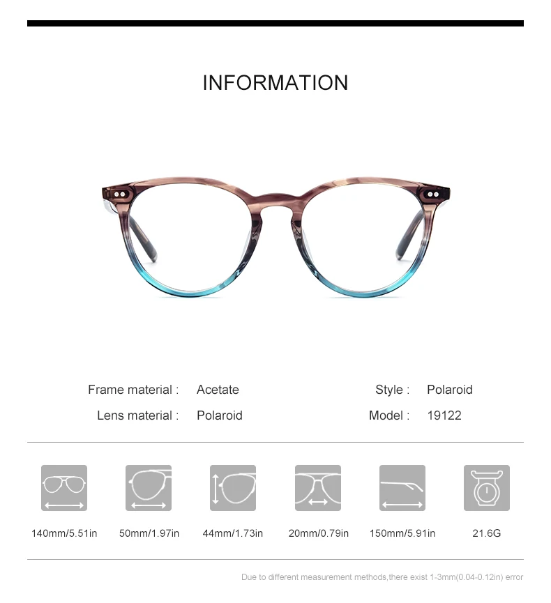 Borregls Acetate Optical Glasses Frame Men Vintage Round Eyeglasses