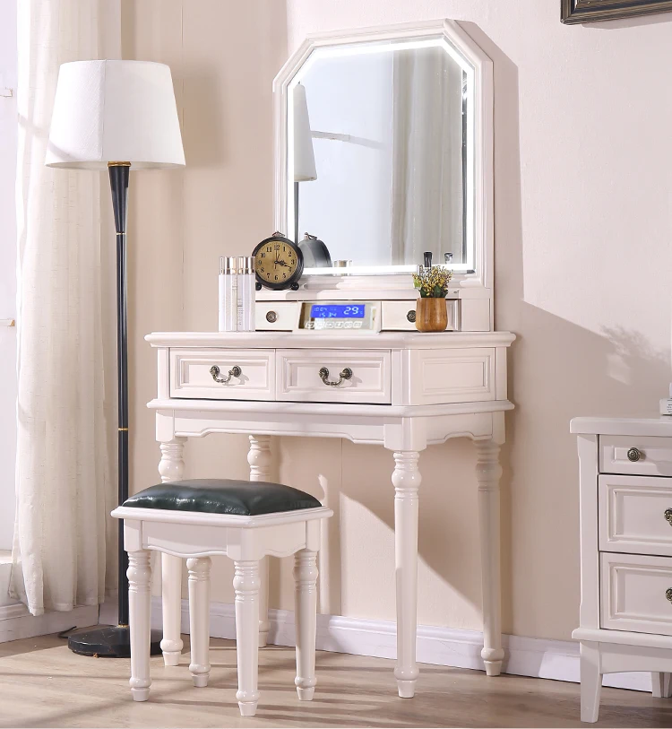 Modern Design Wood Bedroom Furniture Vanity Dressing Table Makeup for girls Practical Desk With LED Mirror