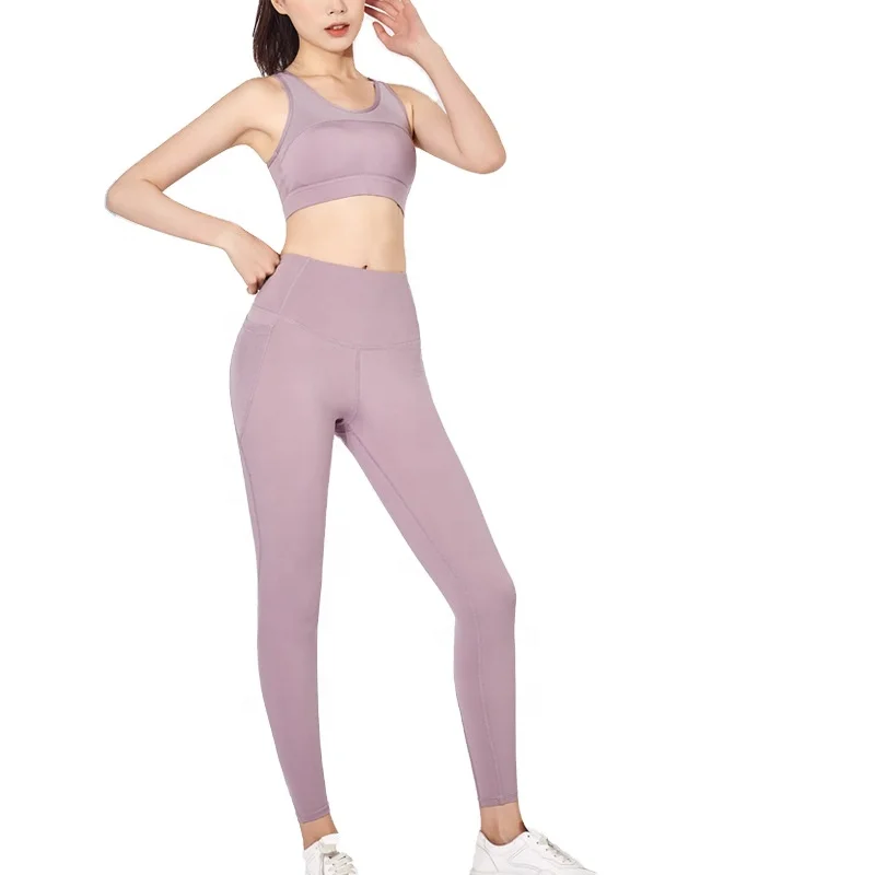 

Women Eco Sportswear High Waisted Leggings Yoga Set Gym Wear Customized Logo Printing Spring Summer Autumn Winter Solid Pattern