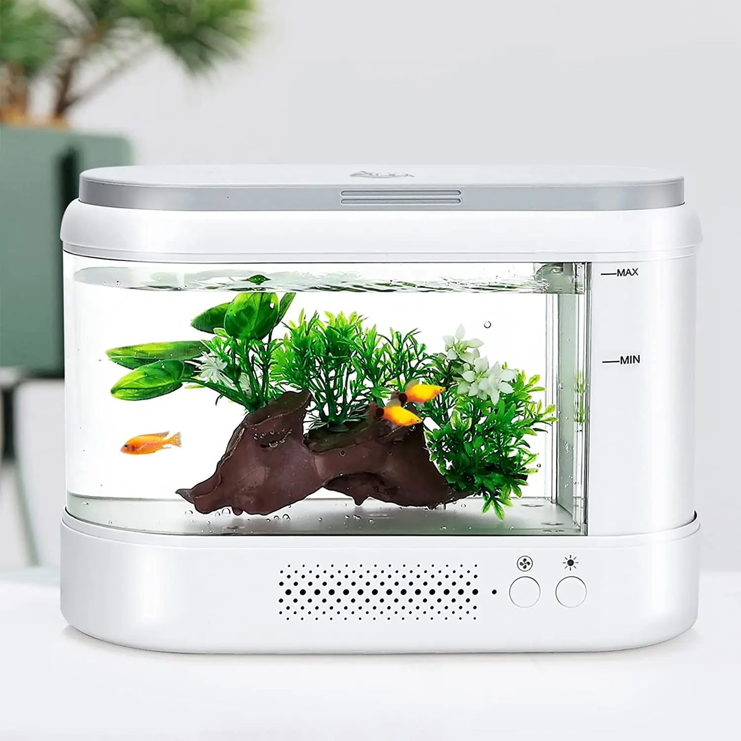

AQQA Multifunctional Aquarium Starter Kit Desktop Small Mini Fish Tank with Filter and Led Light