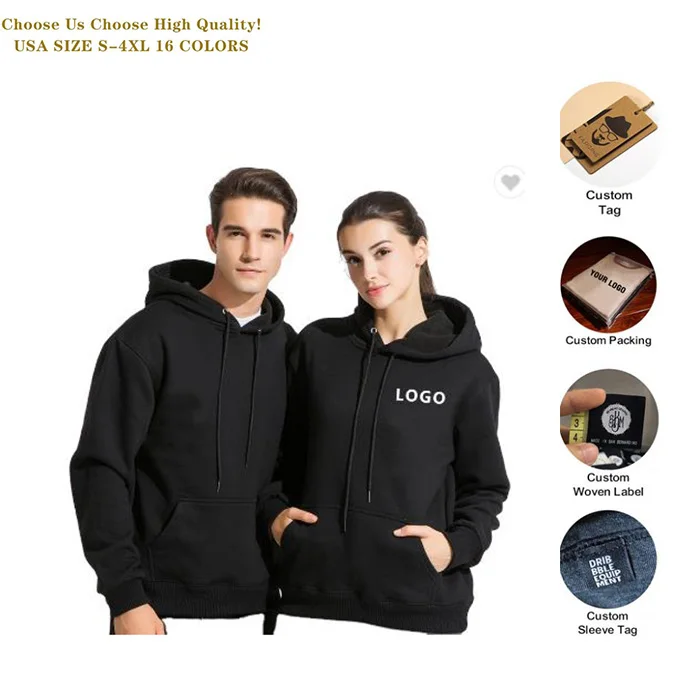 

High Quality Plus Size Unisex Sets Custom Logo Oversized Pullover Joggers Plain Men's Hoodies & Sweatshirts, Picture shows