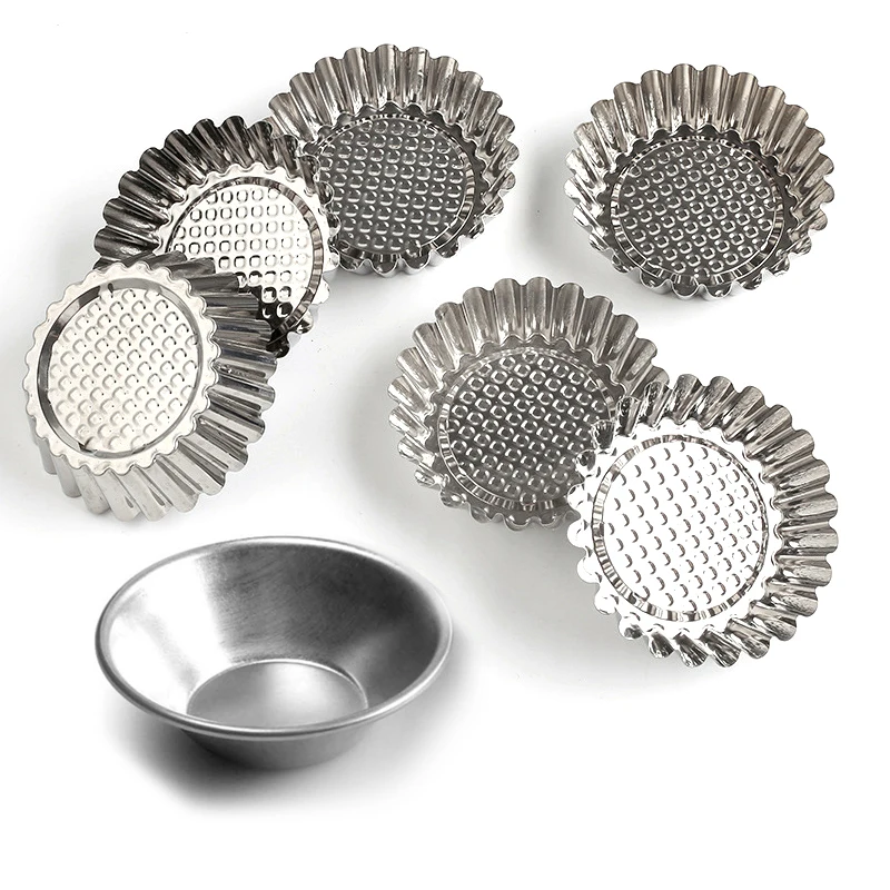 

Factory Direct Reusable Metal Aluminum Muffin Baking Supplies Mini Fruit Egg Tart/Pie Pans Stainless Steel Baking Cups Mold, Silver