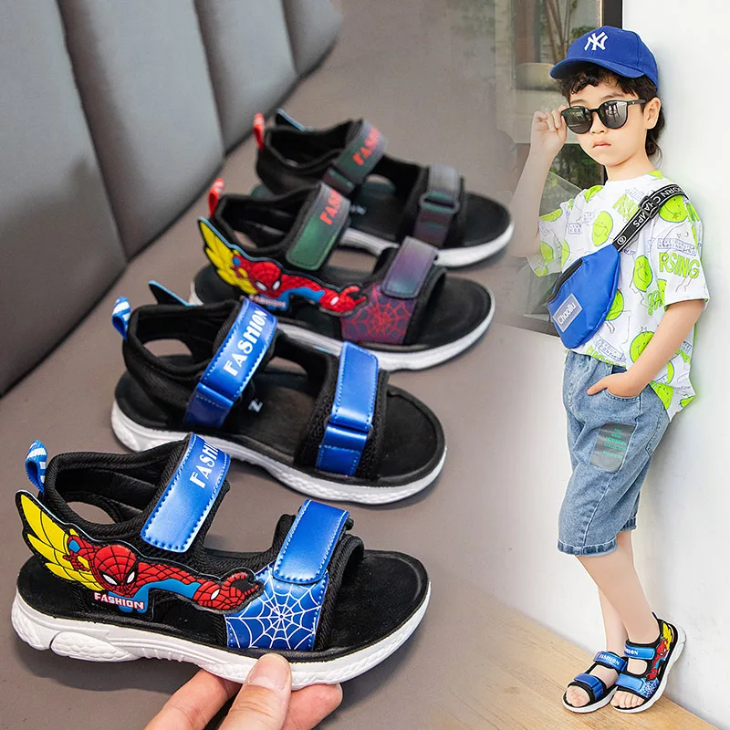 

Boys' Handsome Summer Beach Shoes Children's Soft Soled Open Toe Leather Cartoon Sandals Red Sandals