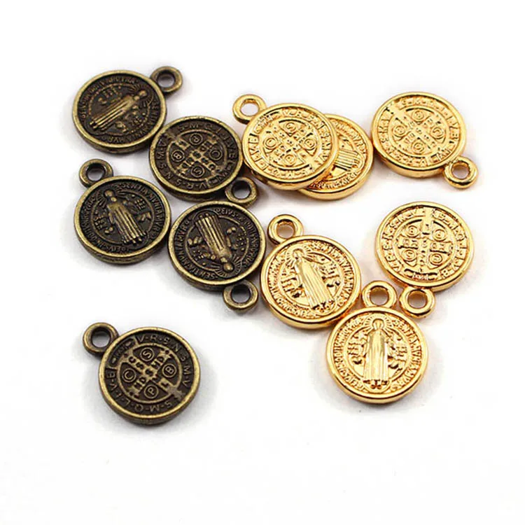 

JS1319 Catholicism Jewelry Supplies Silver Gold Bronze Plated The Saint Benedict Coin Medal Charms Pendant