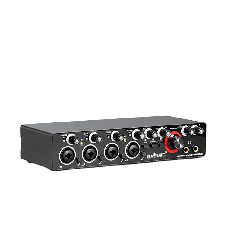 

External Sound Card Audio Equipment 4 Way USB Audio Interface for Recording Music K Songs Live Streaming Gaming Voice Chatting