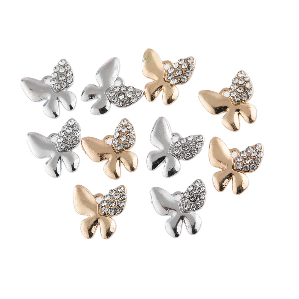 

Fashion gold silver butterfly crystal alloy charms 17*12mm for bracelet necklace anklet jewelry making