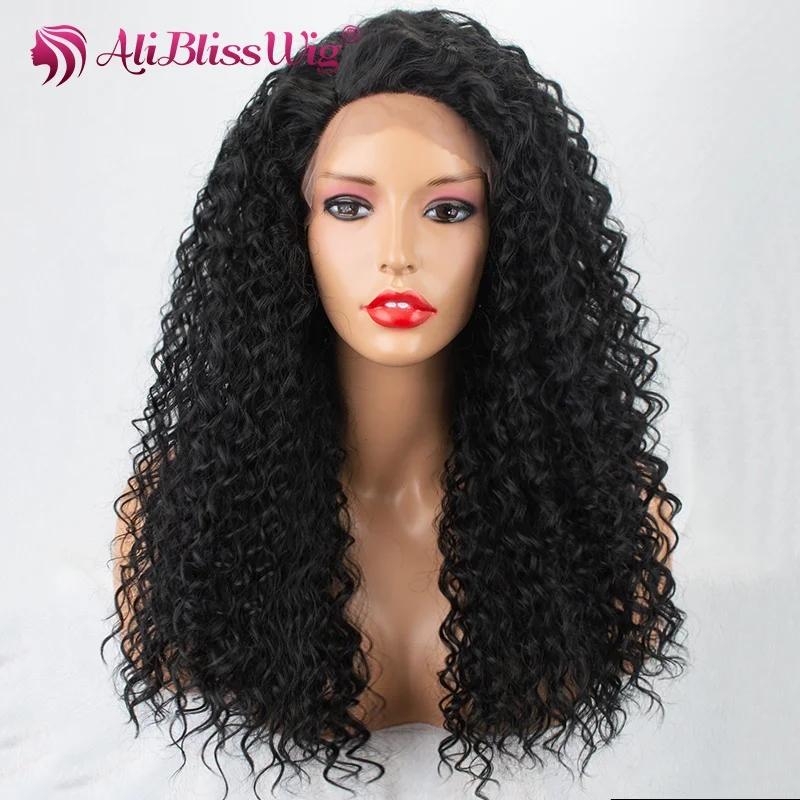 

Aliblisswig Wholesale wigs Natural Looking Free Parting Wigs Long Curly Black Cheap Synthetic Lace Front Wigs For Black Women