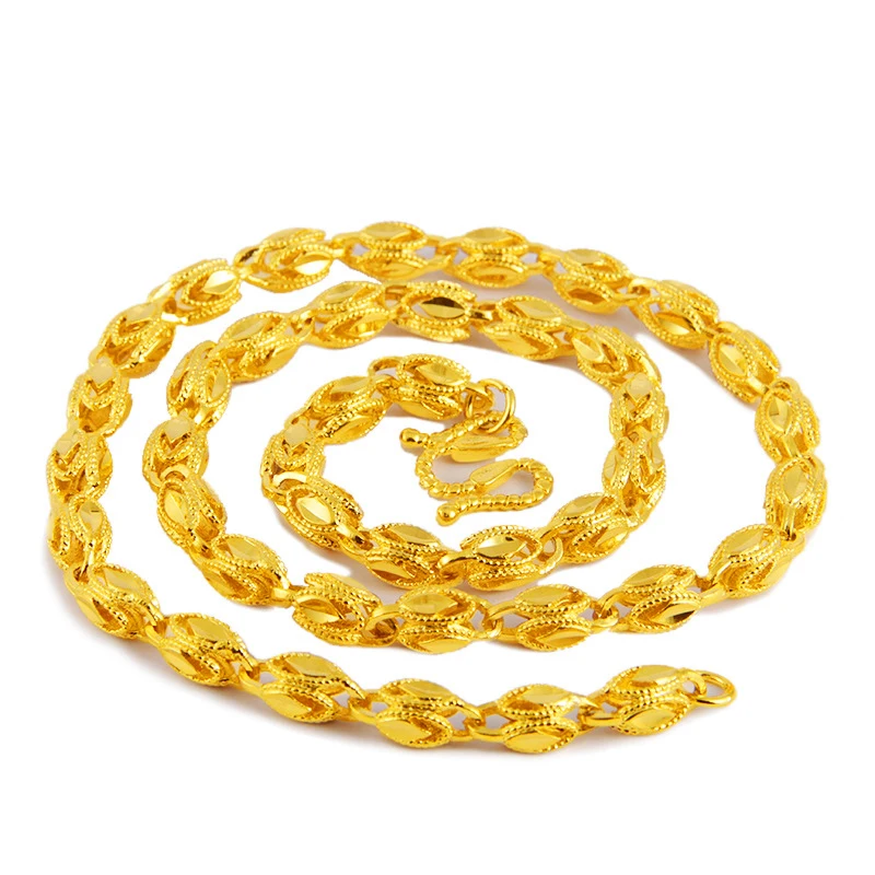 

Fire Vietnam Alluvial Gold Men Necklace No Fade Pure Brass Golden Color Necklace Jewelry