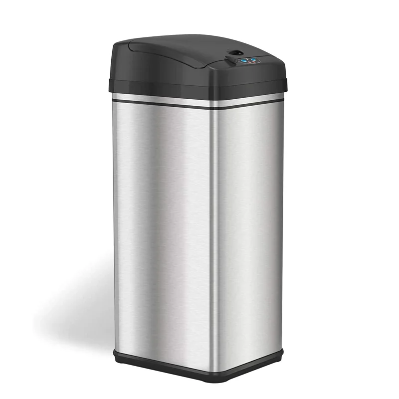 

Touchless 13 Gallon Stainless Steel Automatic Trash Can with Odor-Absorbing Filter and Lid Lock, Sensor Kitchen Garbage Bin, Silver
