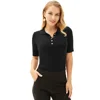 GK 1/2 Sleeve Spread Collar Lapel Women's Pullover Knitted Tops With Buttons