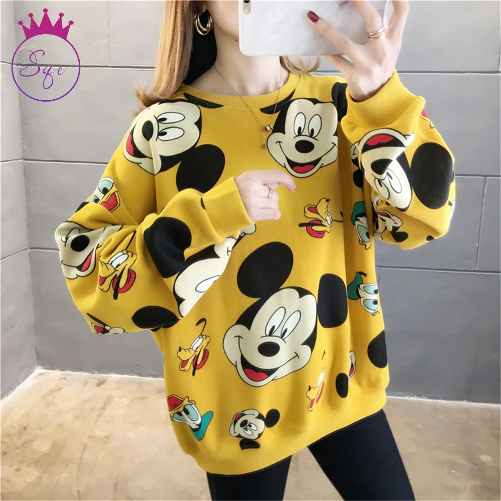 

Wholesale allover mouse print casual loose style sweet girl sweatshirt