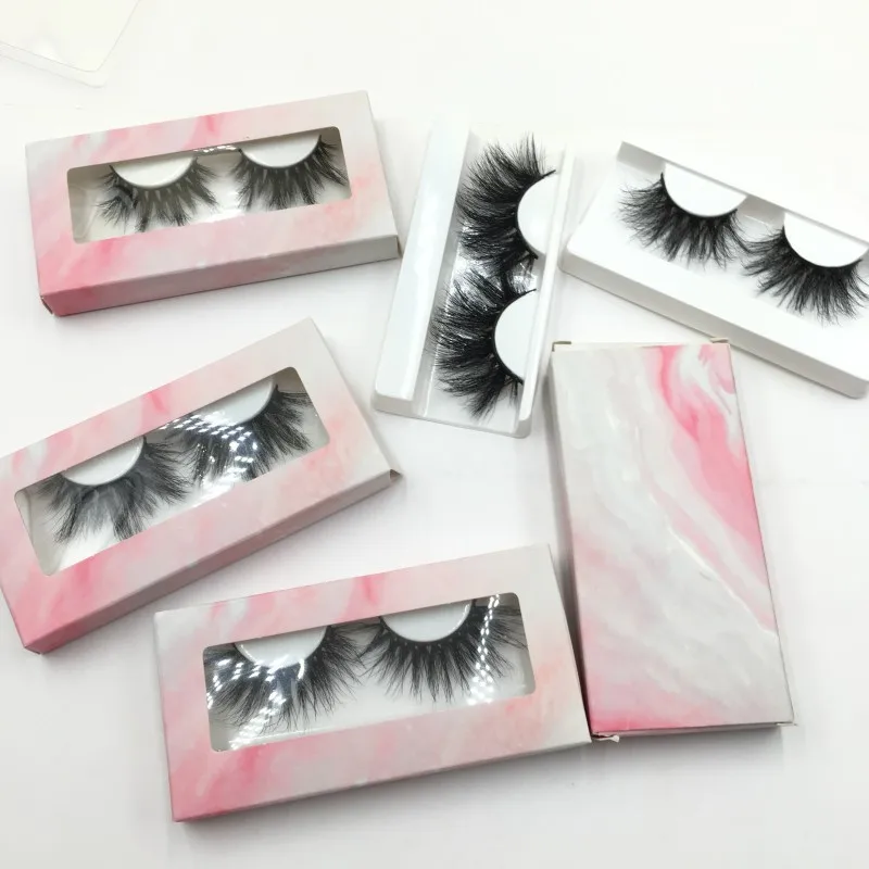 

Fast Shipping 25mm Lashes with Soft Paper Packaging 100% Handmade 5D Mink Eyelashes Black Band Cruelty-Free Eyelash