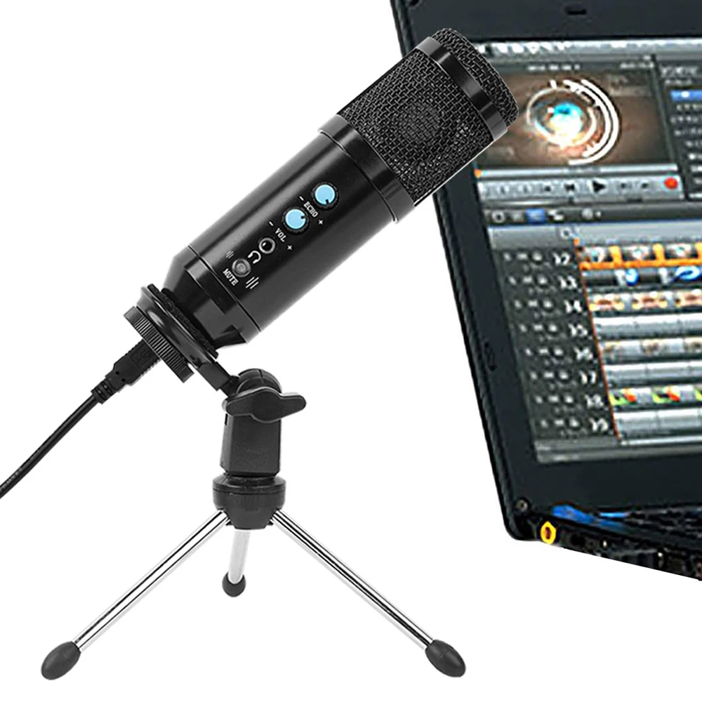 带触摸静音按钮的usb麦克风microfone 192khz 24bit冷凝器播客工作室