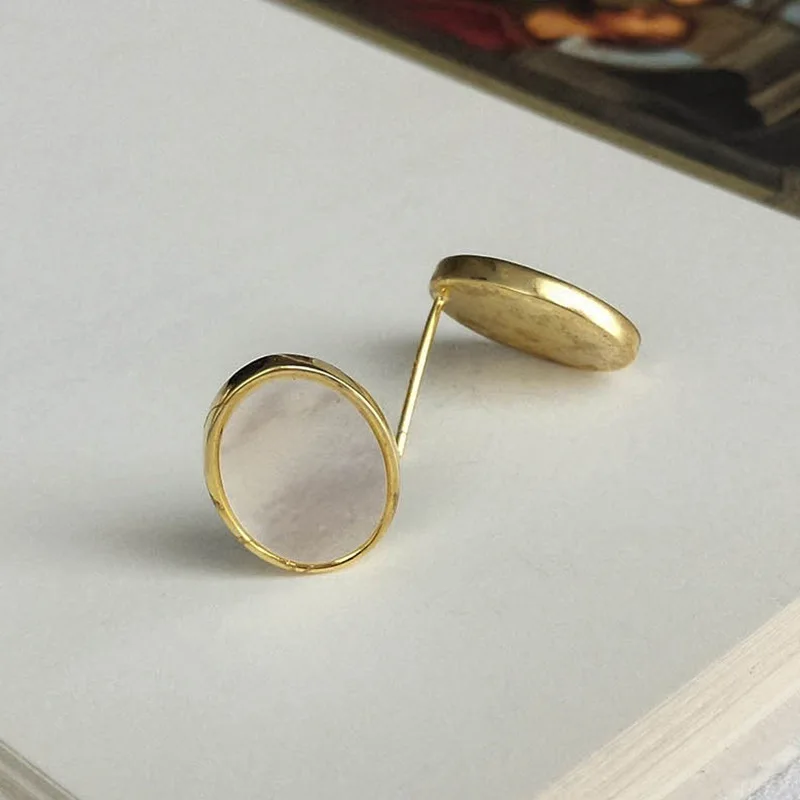 

Oval Gold Korean Style 2020 Luxury Brand Shell Stud Earrings